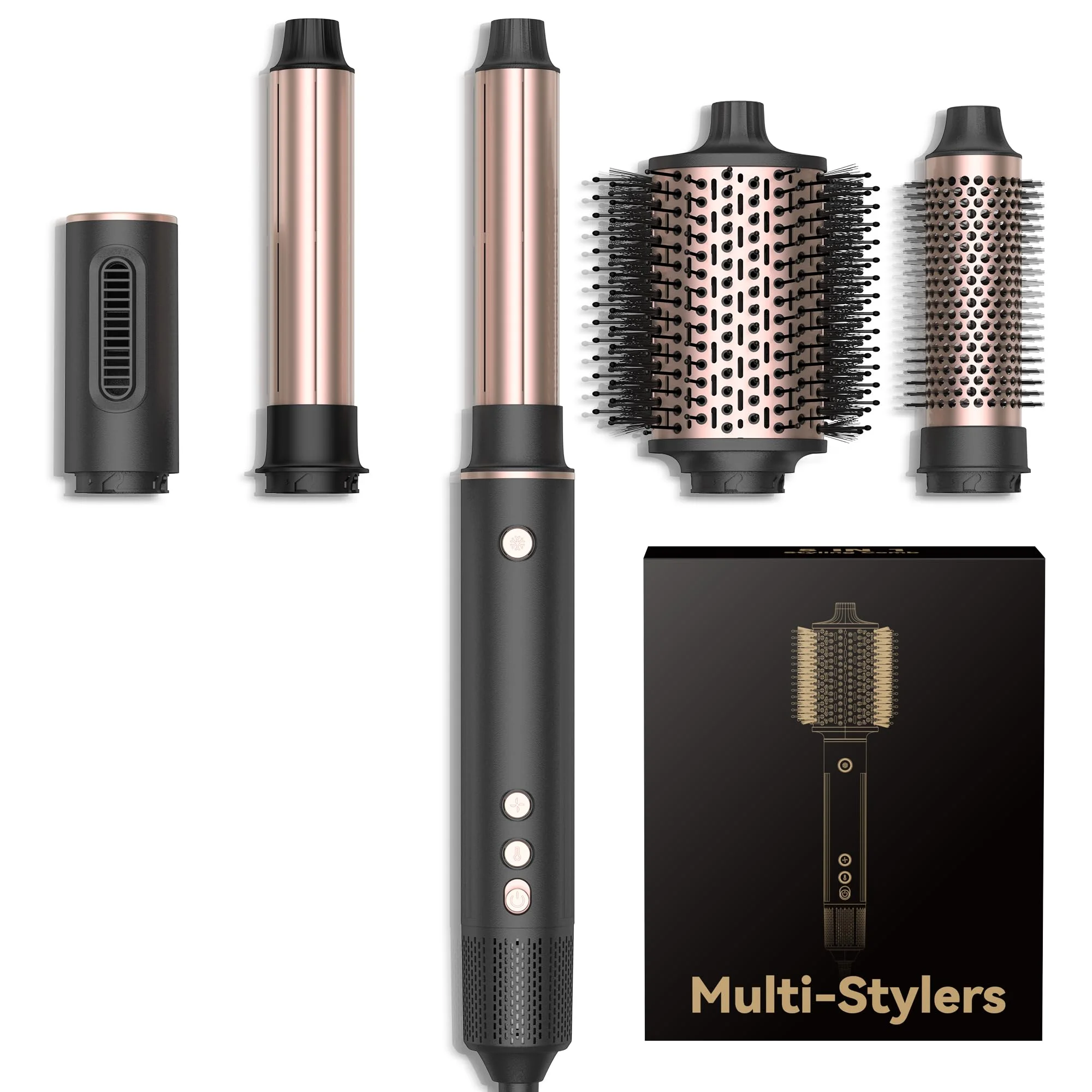 OKWRAP Hair Styler Set Haarstyler 110000U/Min Hairstyler 5 in 1, Multistyler 1300W mit Föhn Rundbürste Warmluftbürste Automatischer Lockenstab 32mm Haarglätter Für Glätten,Trocknen,Volumen,Locken