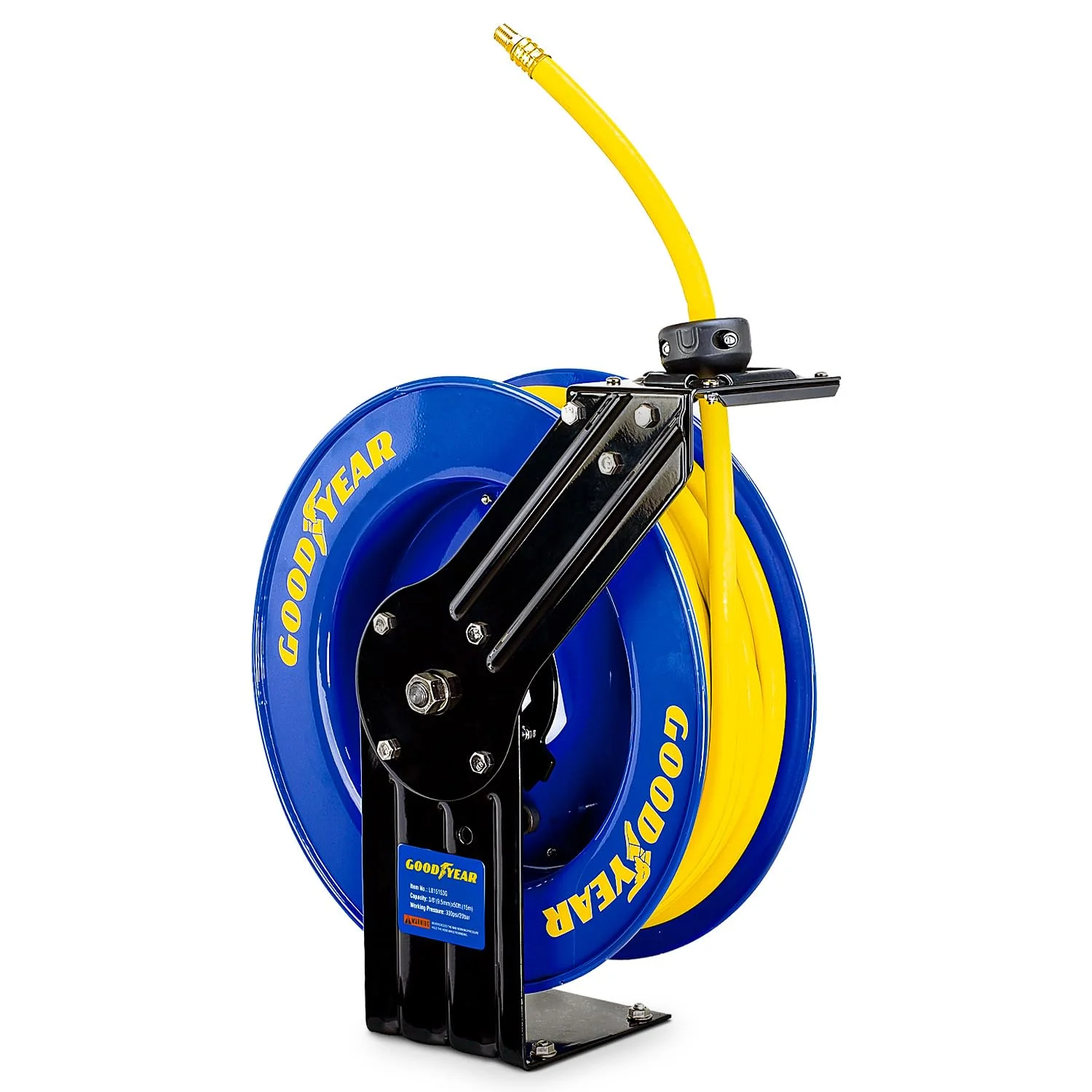 Goodyear Schlauchtrommel Stahl Einziehbare Air Compressor Schlauchaufroller mit 9,5mm × 15m schlauchaufroller automatik Luftschlauchtrommel