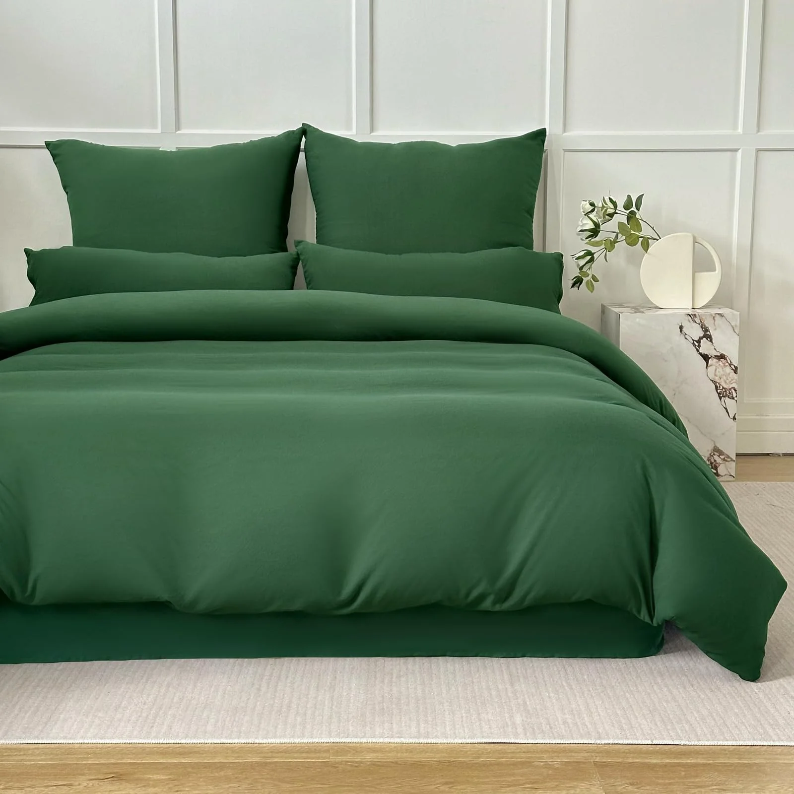 Amolavet Sommer Bettwäsche 200x200 Grün Uni Gebürstete Mikrofaser Super Weich & Atmungsaktiv Pflegeleicht & Bügelfrei 3 Teilig Bettbezug Set mit Reißverschluss für Doppelbett
