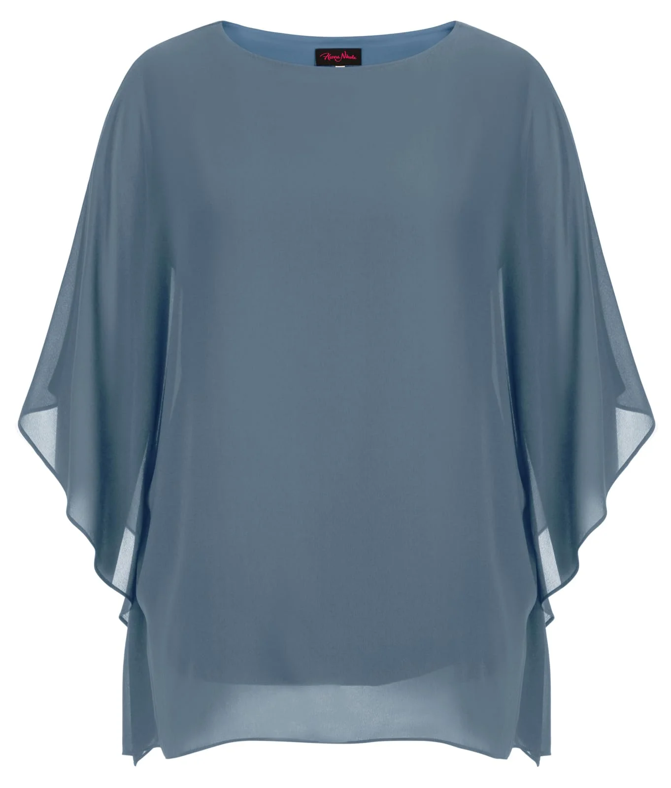 Hanna Nikole Damen Große Größen Chiffon Blusen Elegant Fledermaus Hemd Doppellagige Tops Lose Longshirt