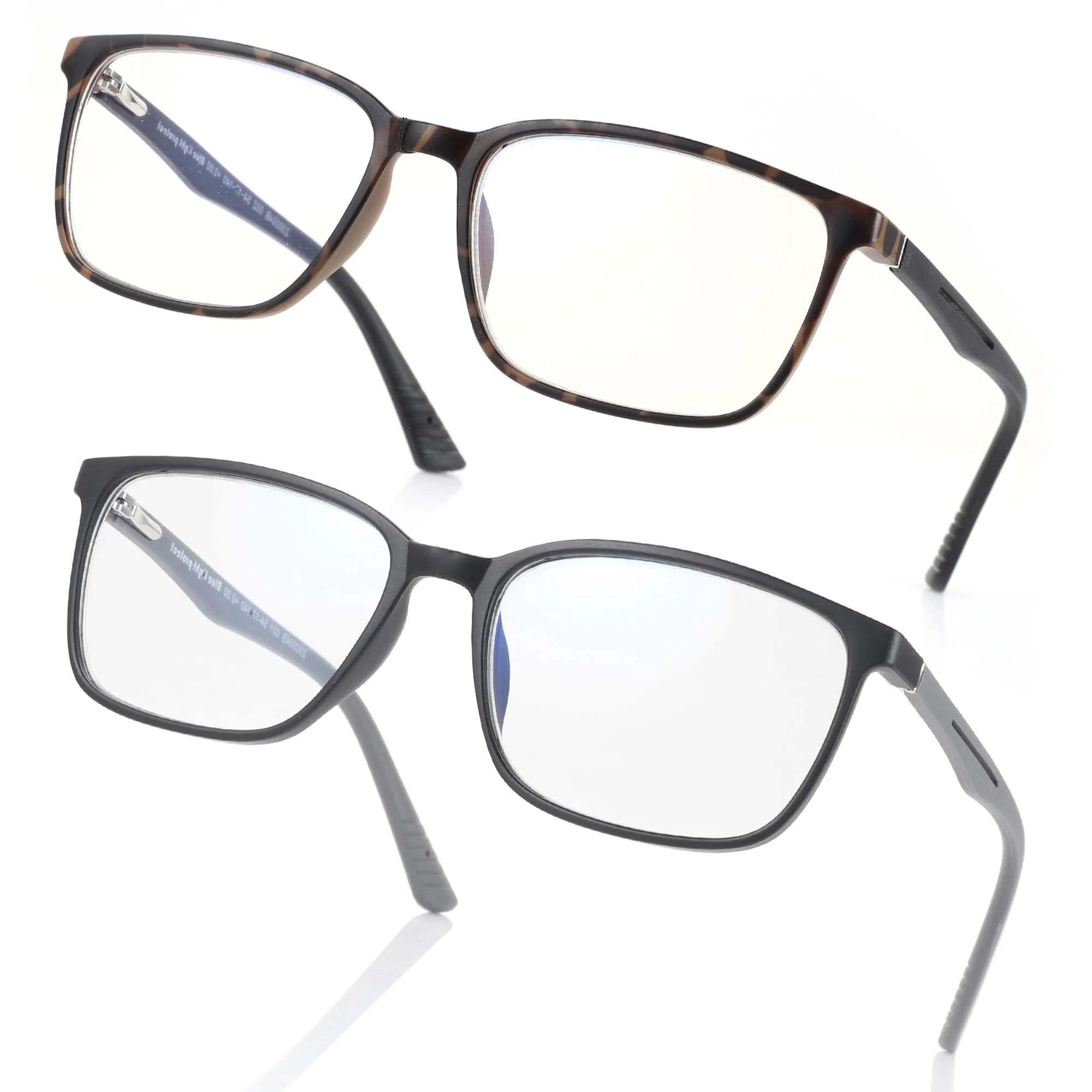 ZENOTTIC Blaulichtfilter Brille,Lesebrille Herren Eckige TR Rahmen-Leser Anti-Glanz Sport Computerbrille