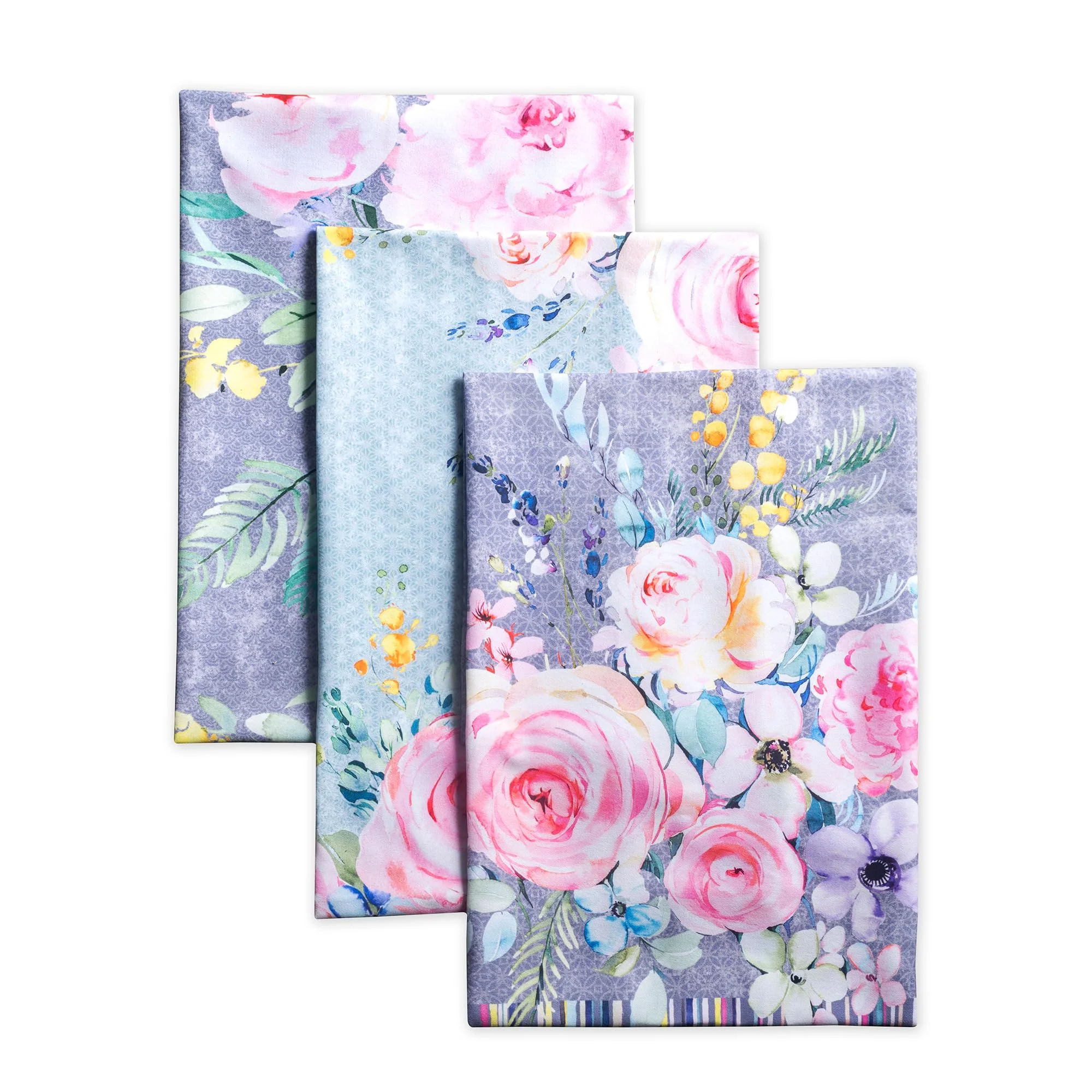 Maison d' Hermine Sweet Rose Lavender-Lush Lavender 100% Baumwolle Set von 3 Multi-Purpose Küchenhandtuch | Bar Handtücher | Frühling/Sommer (50 cm X 70 cm)