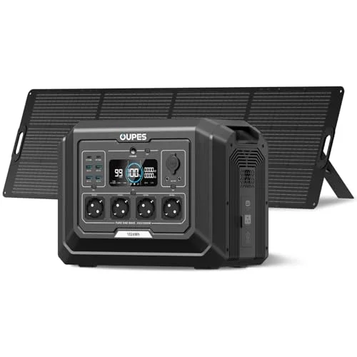 OUPES Mega 1 Tragbare Powerstation mit 240W Solarpanel, 1024Wh Solargenerator, Schnellladung 0-80% in 36 Min., 4 Steckdosen à 2000W (4500W Spitze), Erweiterbar auf 5kWh für Camping, Wohnmobil & Reise
