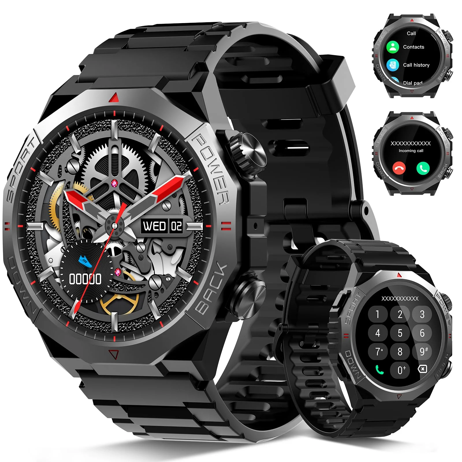 Smartwatch Herren Damen, Militär Smart Watch mit Telefonfunktion, 1,39"HD Touchscreen, IP68 Wasserdicht Sportuhr, 110+Sportmodi Fitness Tracker, Herzfrequenz, Schlafmonitor, Fitnessuhr für iOS Android