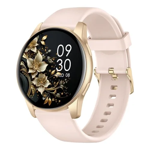 AcclaFit Smartwatch Damen Herren, 1.38 Zoll HD-Display Smart Watch mit Bluetooth Anrufe, Fitness Tracker mit Herzfrequenz SpO2 Schlafmonitor Schrittzähler, IP68 Wasserdicht Fitnessuhr für iOS Black