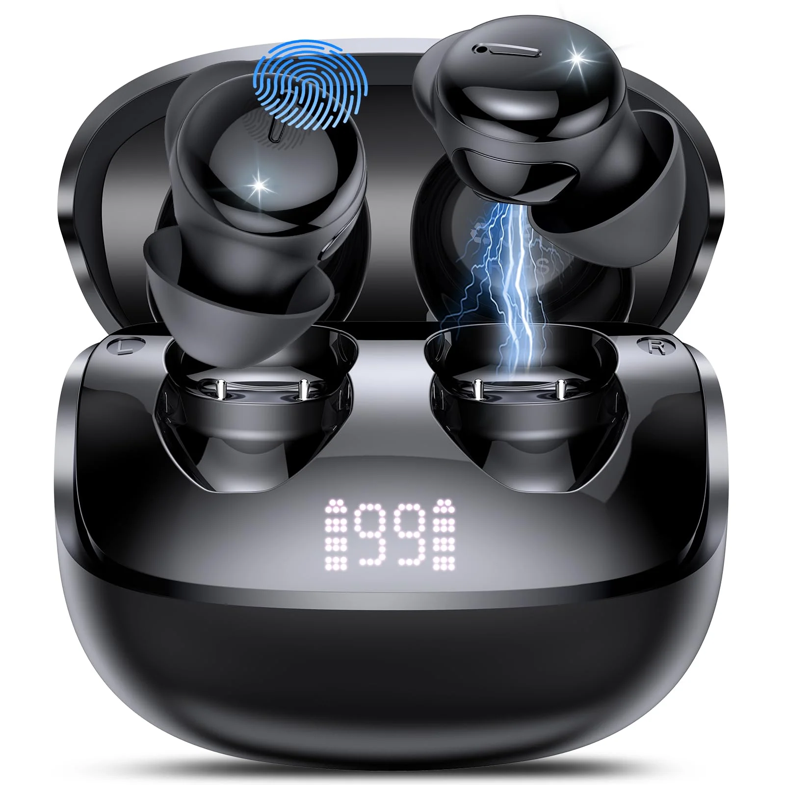 Bluetooth Kopfhörer, Hi-Fi Klang Schlafkopfhörer, Kabellose Kopfhörer Bluetooth 5.4 mit 4 ENC Mikrofonen, 48Std Mini In-Ear Sleepbuds, Weißes Rauschen, Ohrhörer komfortabel für Seitenschläfer Beige