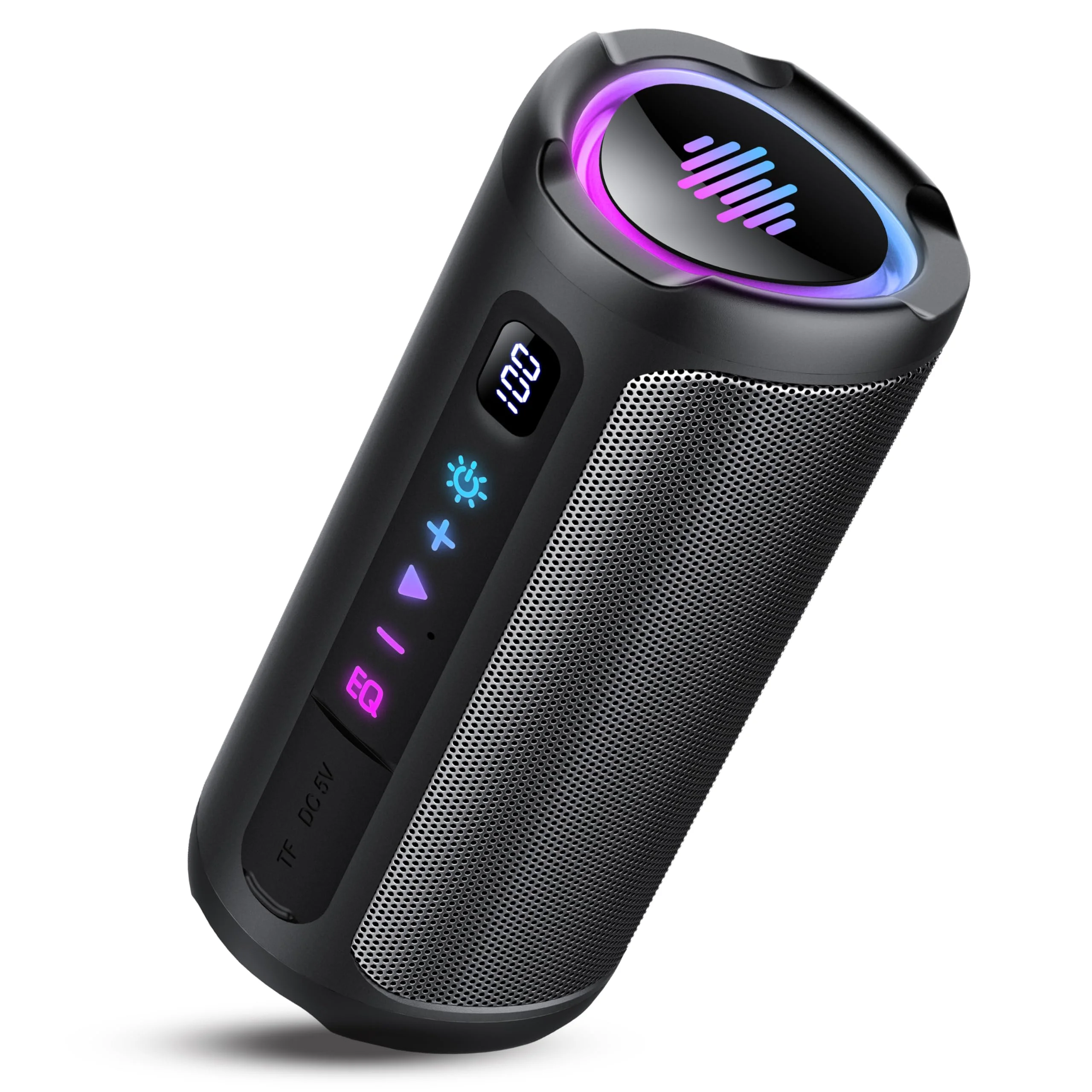 aowoka Bluetooth Lautsprecher mit Licht, 2025 Musikbox Tragbarer Box, Bluetooth 5.4, 30 St, Verbesserter Bass, IPX7 Wasserdicht, Outdoor Lautsprecher für Reisen, Sport, Party, Radfahren
