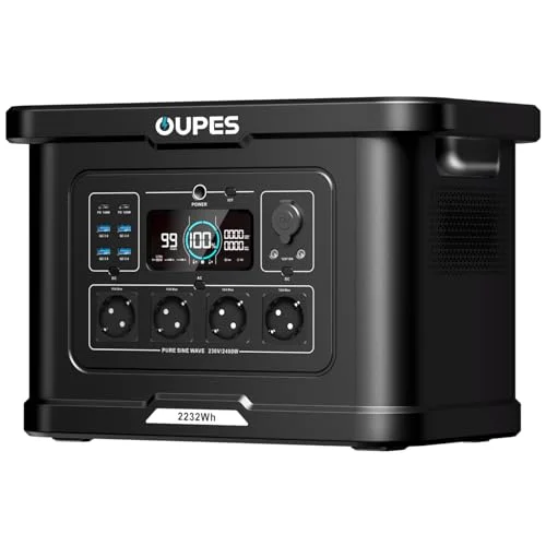OUPES Exodus 2400 Tragbare Powerstation 2400W, 2232Wh Solargenerator mit 4 Steckdose (Boost 2600W, 4500W Spitze), Schnellladung 0-80% in 50 Min., USV-Funktion Generator für Camping, Wohnmobil, Reise