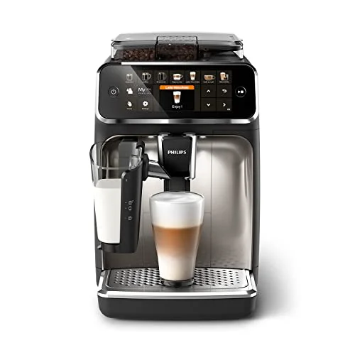Philips LatteGo Serie 5400 Kaffeevollautomat - 12 Getränke, Milchaufschäumer, Touchscreen, 4 Profile, Chrom-Finish (EP5447/90)