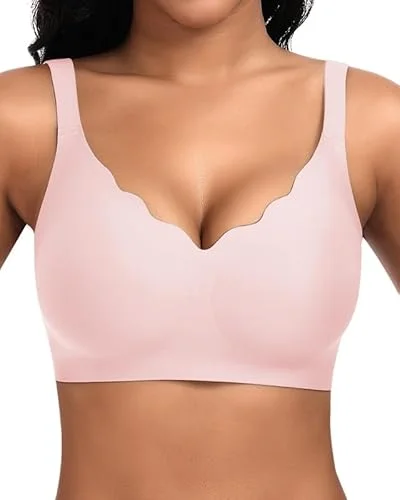 Jiuday BH Damen ohne Bügel Große Brüste Nahtloser Push Up BH Soft Bequemer Seamless Bra T Shirt Bügelloser Gepolstert Klassische Bralette