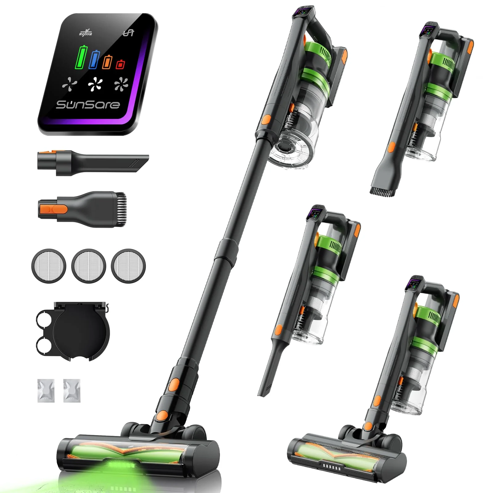 SunSare Akku Staubsauger Kabellos 600W/50000Pa/65Min, Akkustaubsauger mit HD Display, Aromatherapie，Anti Haar Wrap，Ultraleise kabelloser Staubsauger für Tierhaare/Teppiche/Hartböden/Auto