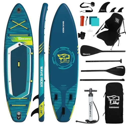 TIGERXBANG Aufblasbares Stand Up Paddle Board Mit Paddleboard Zubehör, Minimalistisches Paddleboard für Erwachsene und Jugendliche Aller Könnensstufen