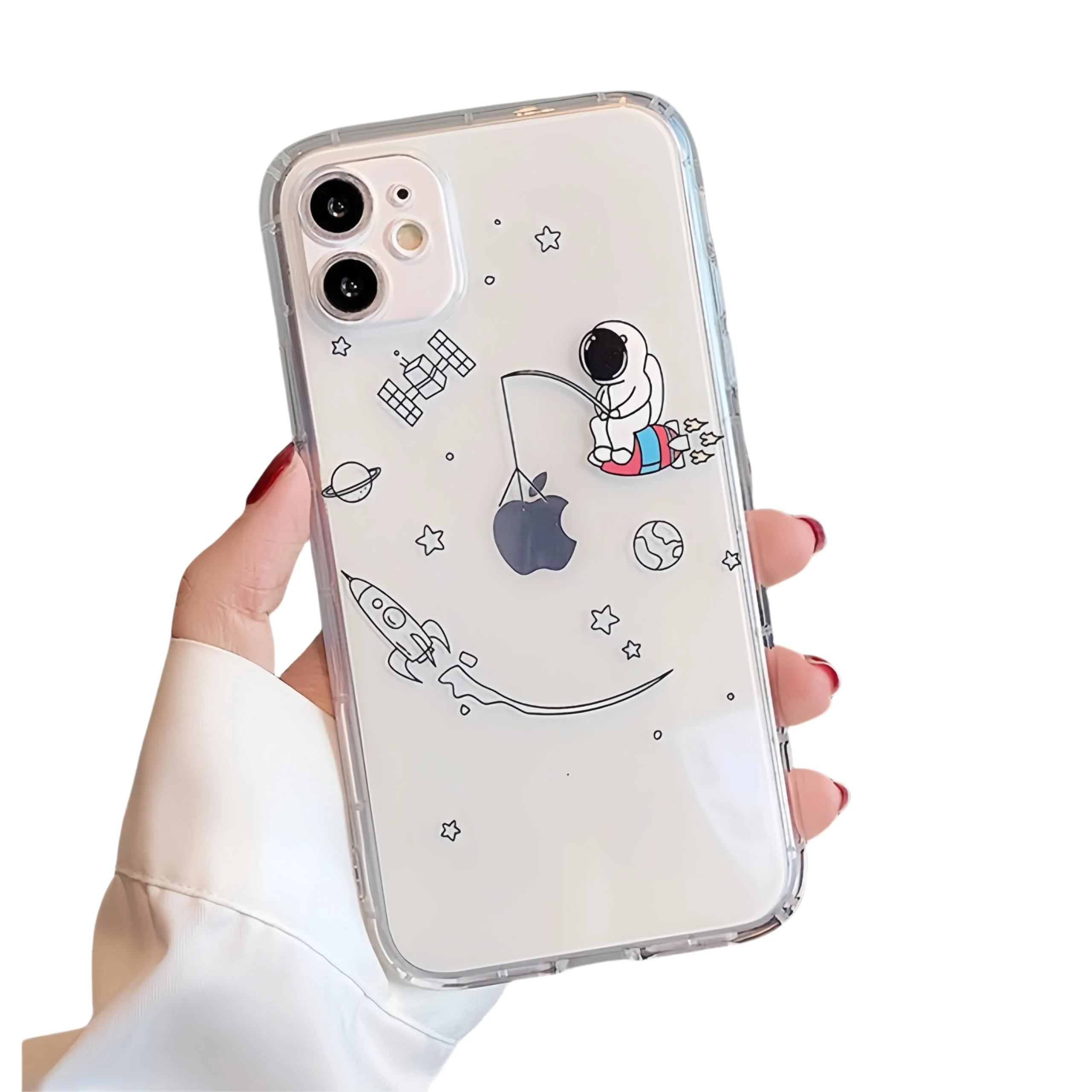 Rokmym kompatibel mit iPhone 13 Mini Hülle Durchsichtig Handyhülle mit Aesthetic Muster Ultra Dünn Silikon Stoßfest Kratzfest Schutzhülle für iPhone 13 Mini Slim Case,Raumfahrer 2