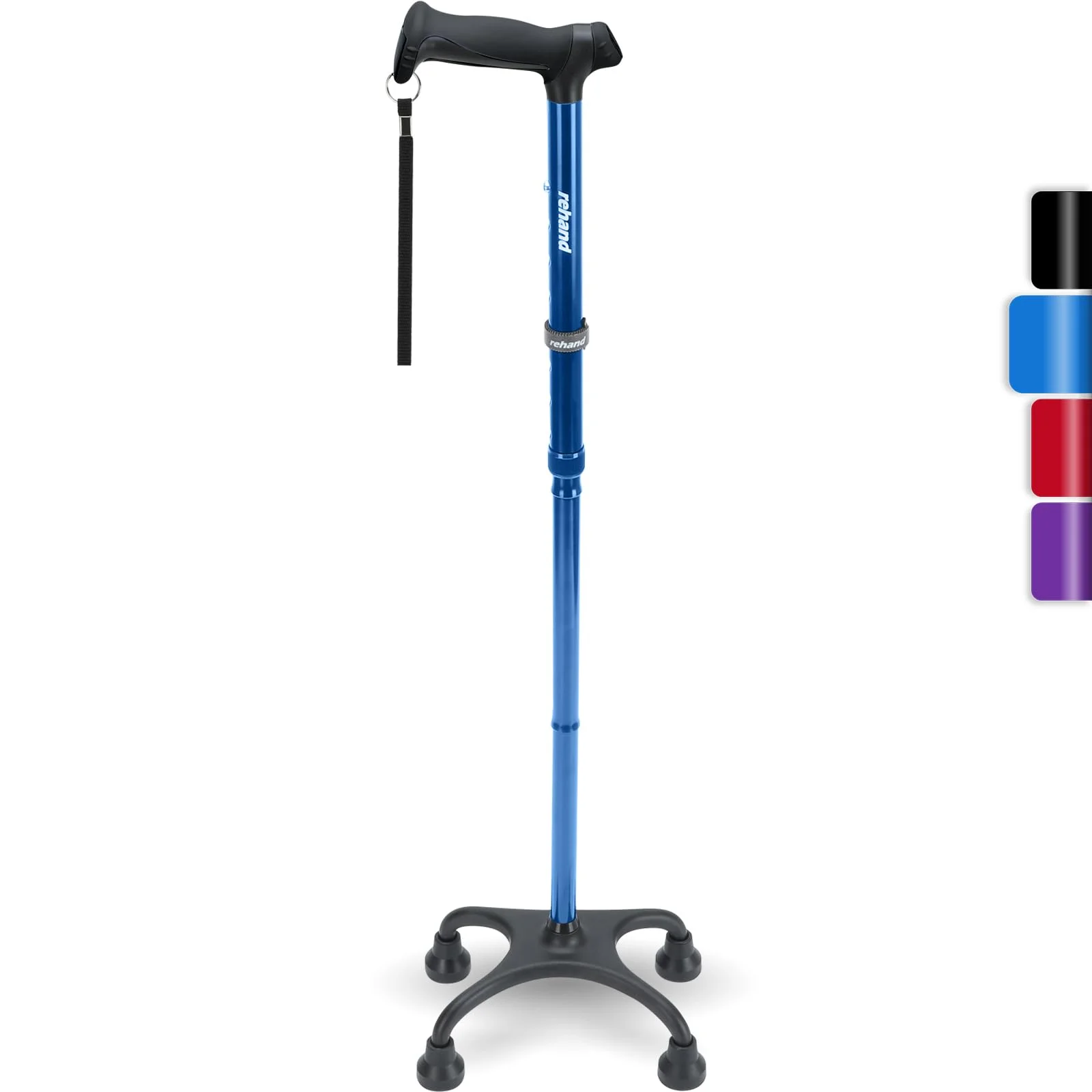 Vierfuß Spazierstock Gehstock, Gehstock mit Ergonomischem Griff und Anmutiger 4-Zinken-Basis, Verstellbare Gehstöcke für Rechts- Oder Linkshänder, Männer, Frauen und Senioren