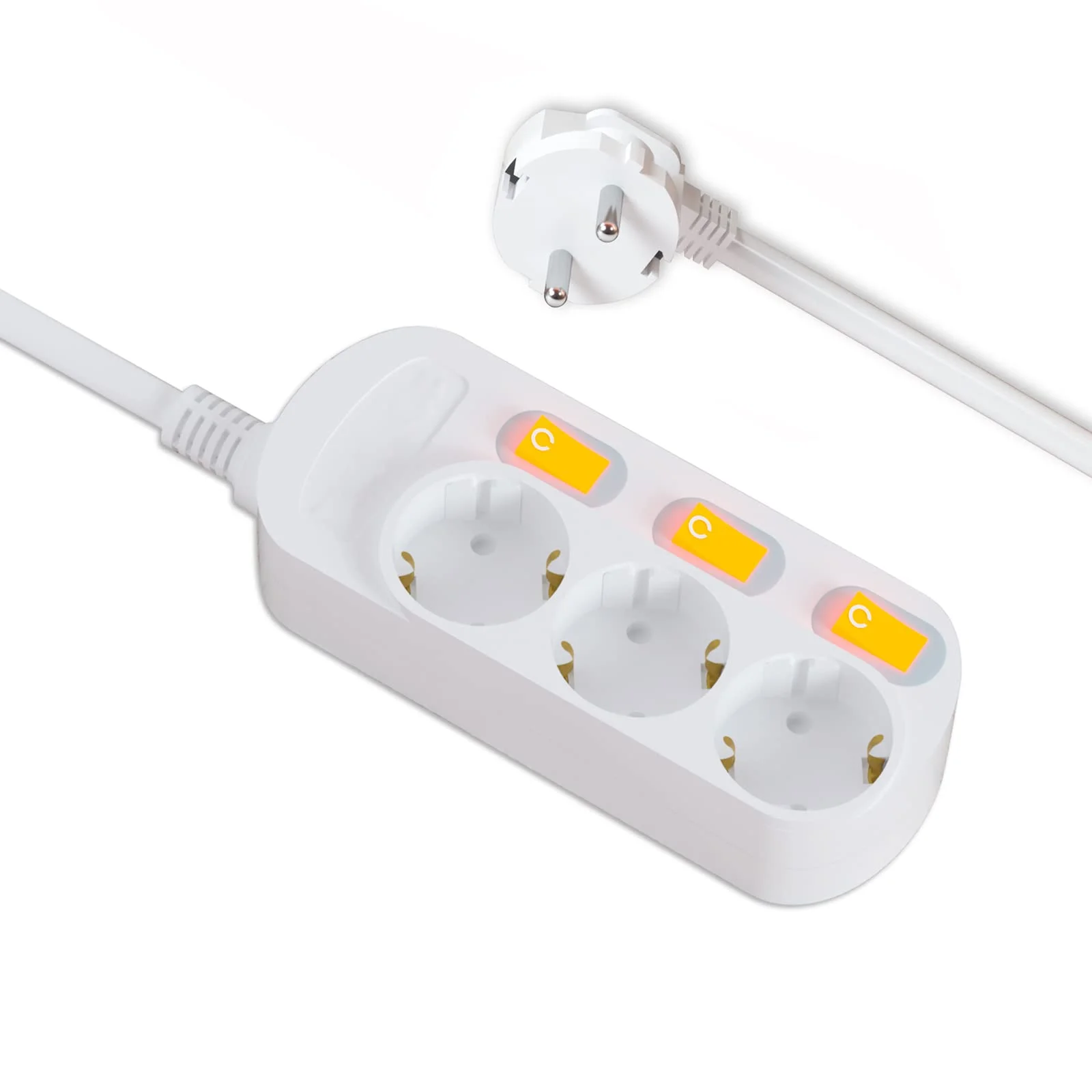 EVOELEC Steckdose Sinzeln Schaltbar Steckdosenleiste mit Überstromschutz 16A 250V (1.5M, 3 Fach)