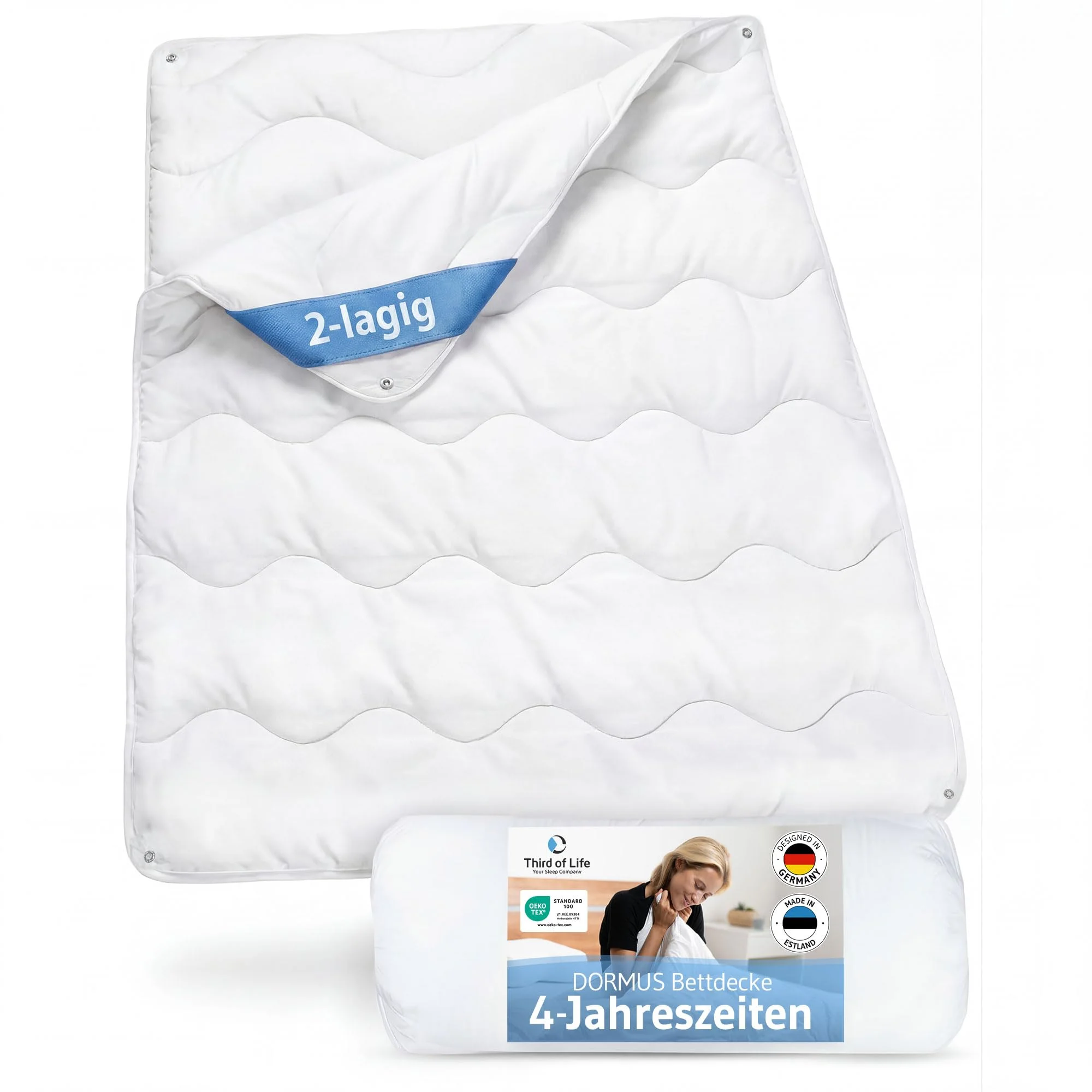 4-Jahreszeiten Bettdecken 135x200, Ökotex 100, 2-lagige Bettdecke von Schlafexperten, Vierjahreszeiten Decke für Winter & Sommer, Blanket made in EU