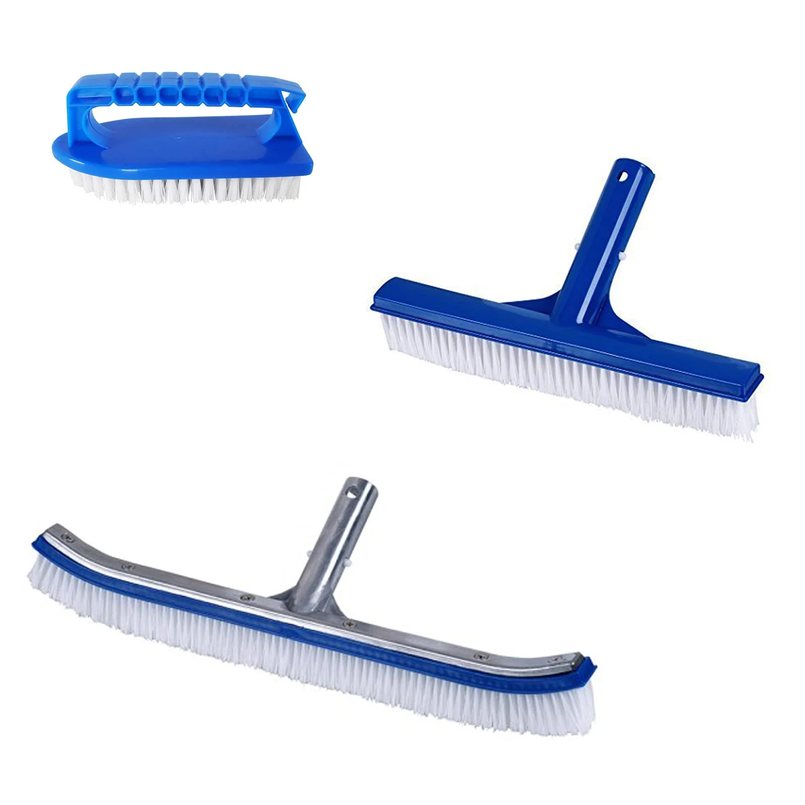 well2wellness® Pool Bürsten Poolbürsten Beckenbürsten Set Mit Großer Alu-Beckenbürste, Schmaler Kunststoffbürste und Handbürste | Große Alu-Beckenbürste, Schmale Kunststoffbürste, Handbürste, 3-teiliges Set
