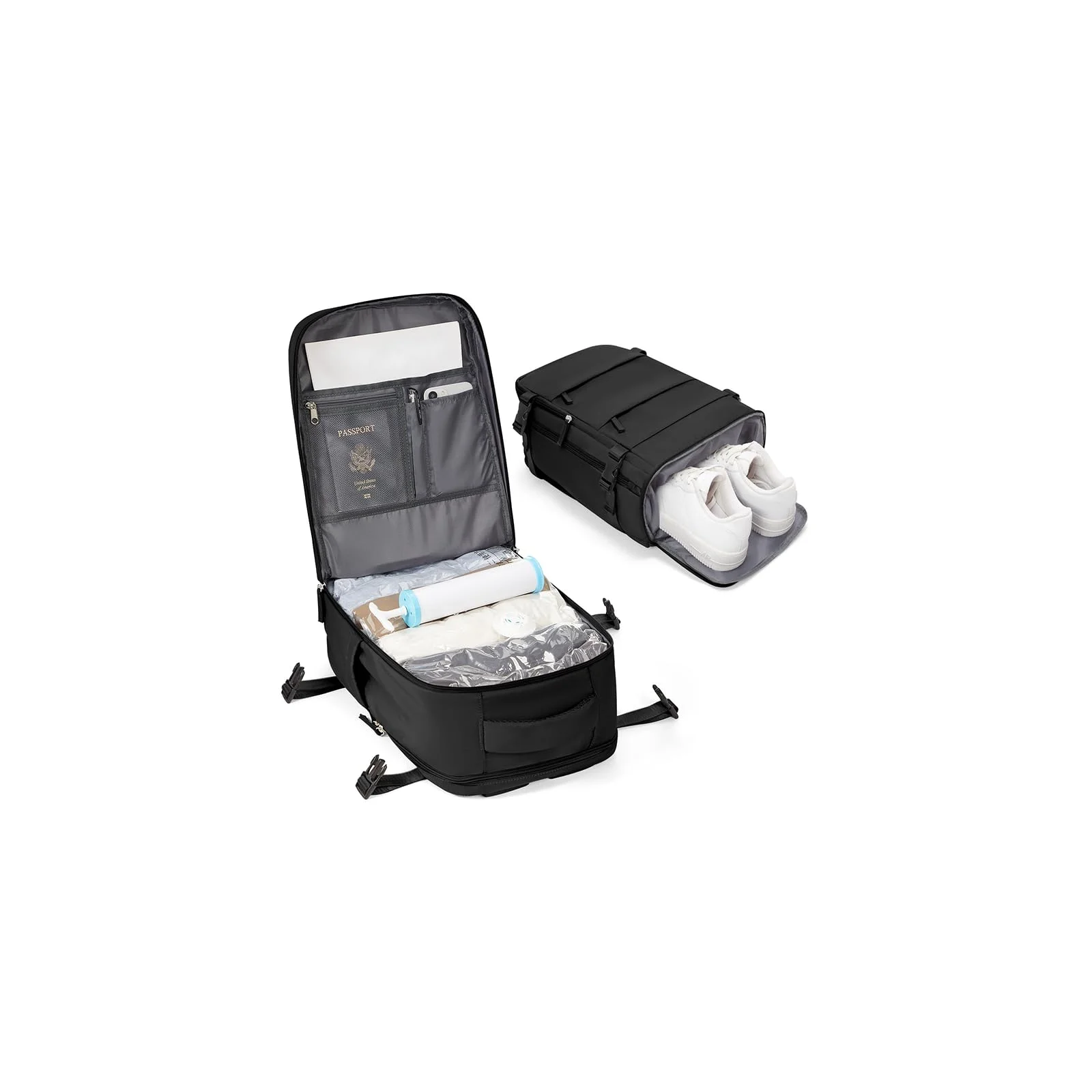 BJLFS Vakuum Rucksack mit Pumpe Ryanair Handgepäck 40x30x20 Reiserucksack Handgepäck Flugzeug 40x30x20 Wizzair Vueling Eurowings Vakuum Koffer 45x36x20 Wasserdicht Laptop Rucksack