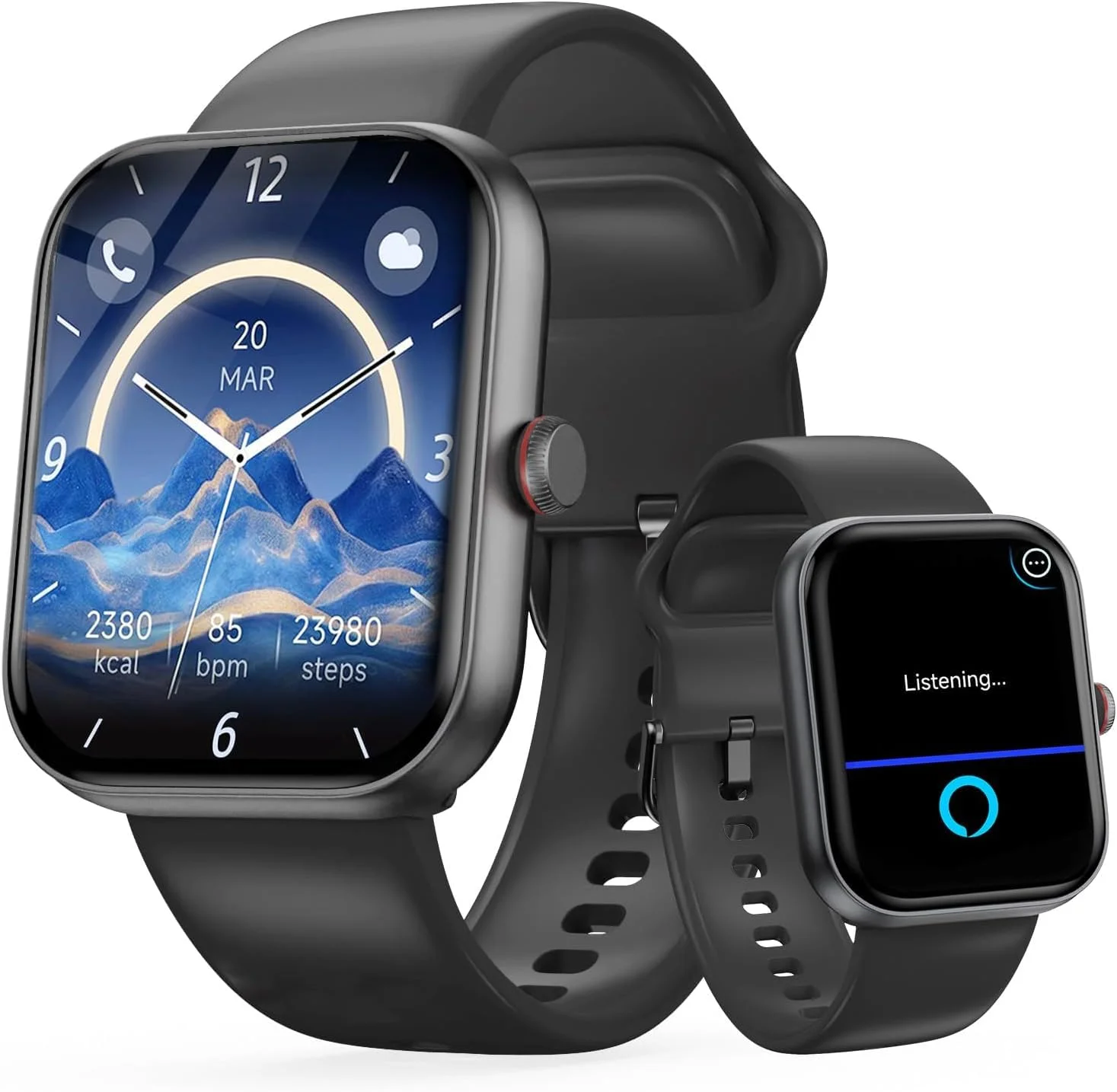 Smartwatch Herren Damen, 1,91" HD Fitnessuhr mit Alexa & Telefonfunktion, 100+ Sportmodi Smart Watch, Pulsmesser/Schlafmonitor/Schrittzähler Sportuhr, IP68 Wasserdicht Fitness Tracker für iOS/Android