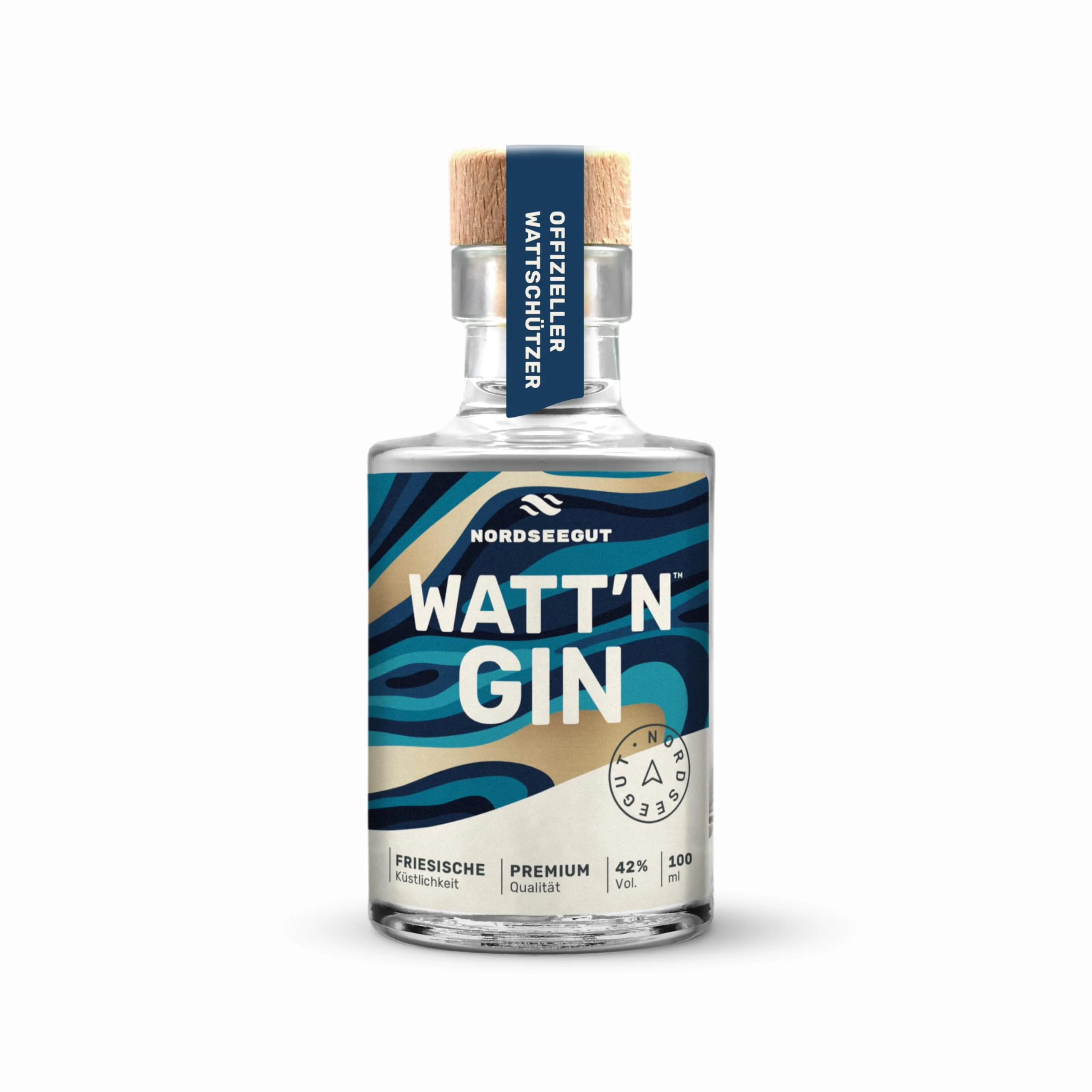NORDSEEGUT WATT`N GIN 0.1L - Nordsee Premium Dry Gin 42% Vol. I vegan mit handverlesenen Zutaten wie Hagebutte, Lavendel und fruchtiger Orange, Salzwiesen, Wattenmeer