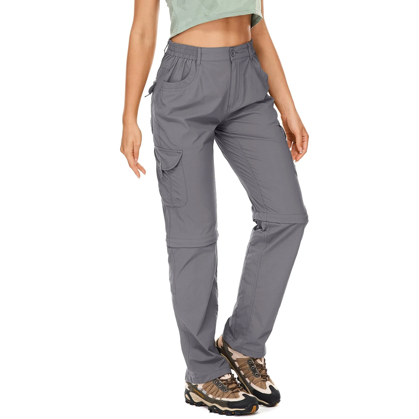 Asfixiado Damen-Wanderhose-Zip-Off-Trekkinghose, Atmungsaktiv Wanderhose Damen Schnell Stretch Trekkinghose Abnehmbar Funktionshose Outdoorhose Sommer Hiking Pants