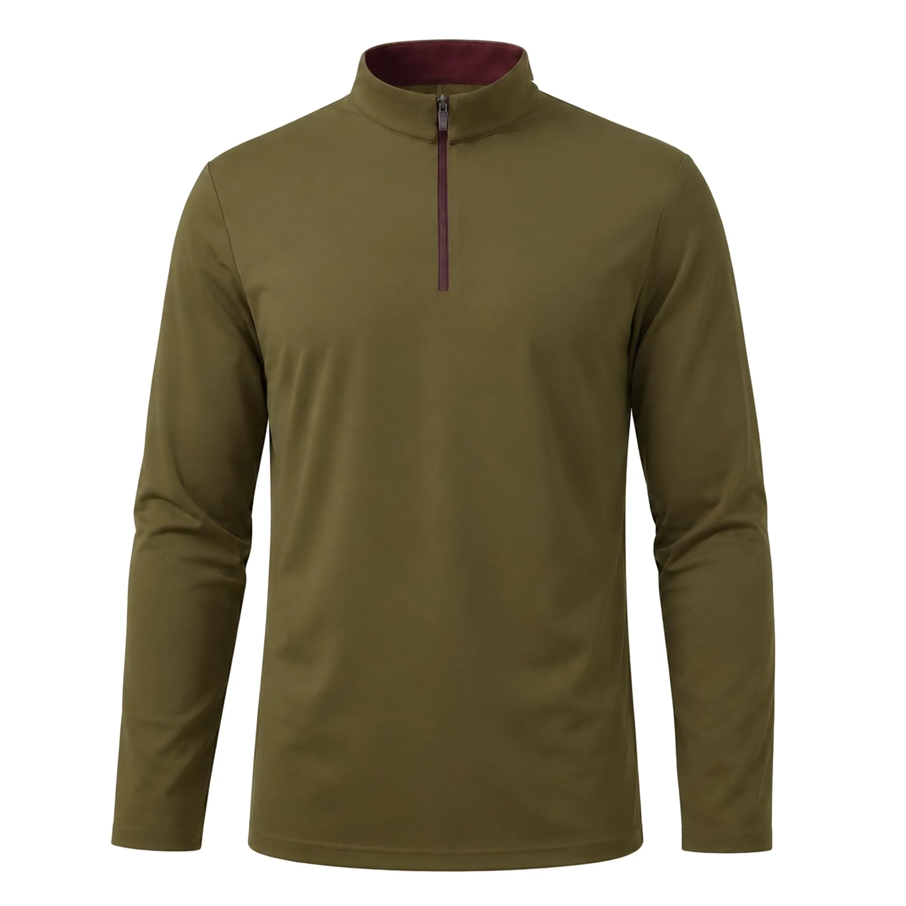 Allthemen Herren Poloshirt Langarm Stretch Polo T-Shirt mit Reißverschluss Polohemd mit Stehkragen Golf Polo Slim Fit Business