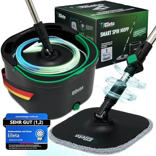 Elleta Mop Set with Bucket & Microfiber Replacement Pads