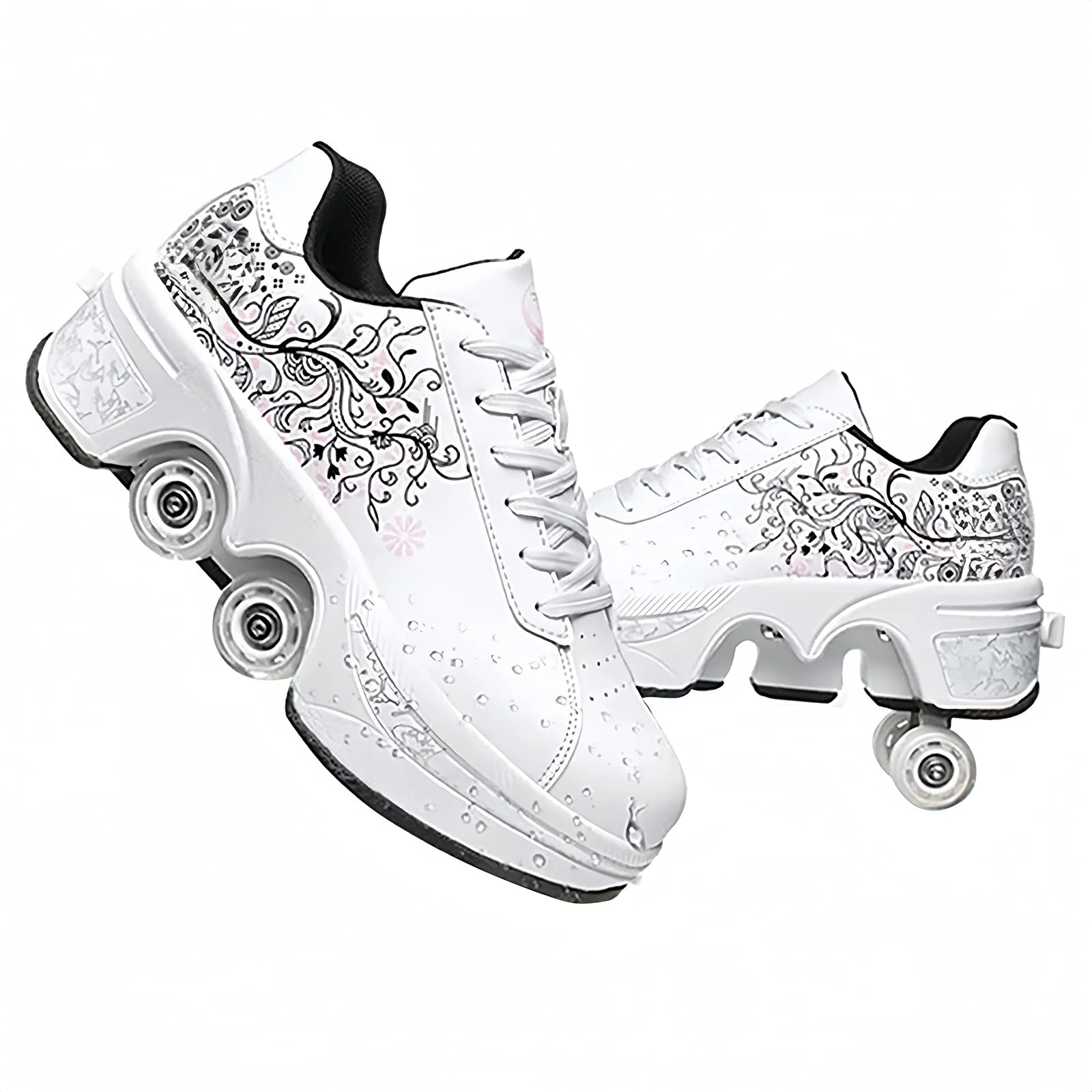 Rollschuhe für Mädchen, Sneaker, Roller, Skateboardschuhe, Sneaker, mit Rollen, Sport, Gymnastik, Mode, Mehrzweck, Kick Roller Shoe für Jungen und Mädchen