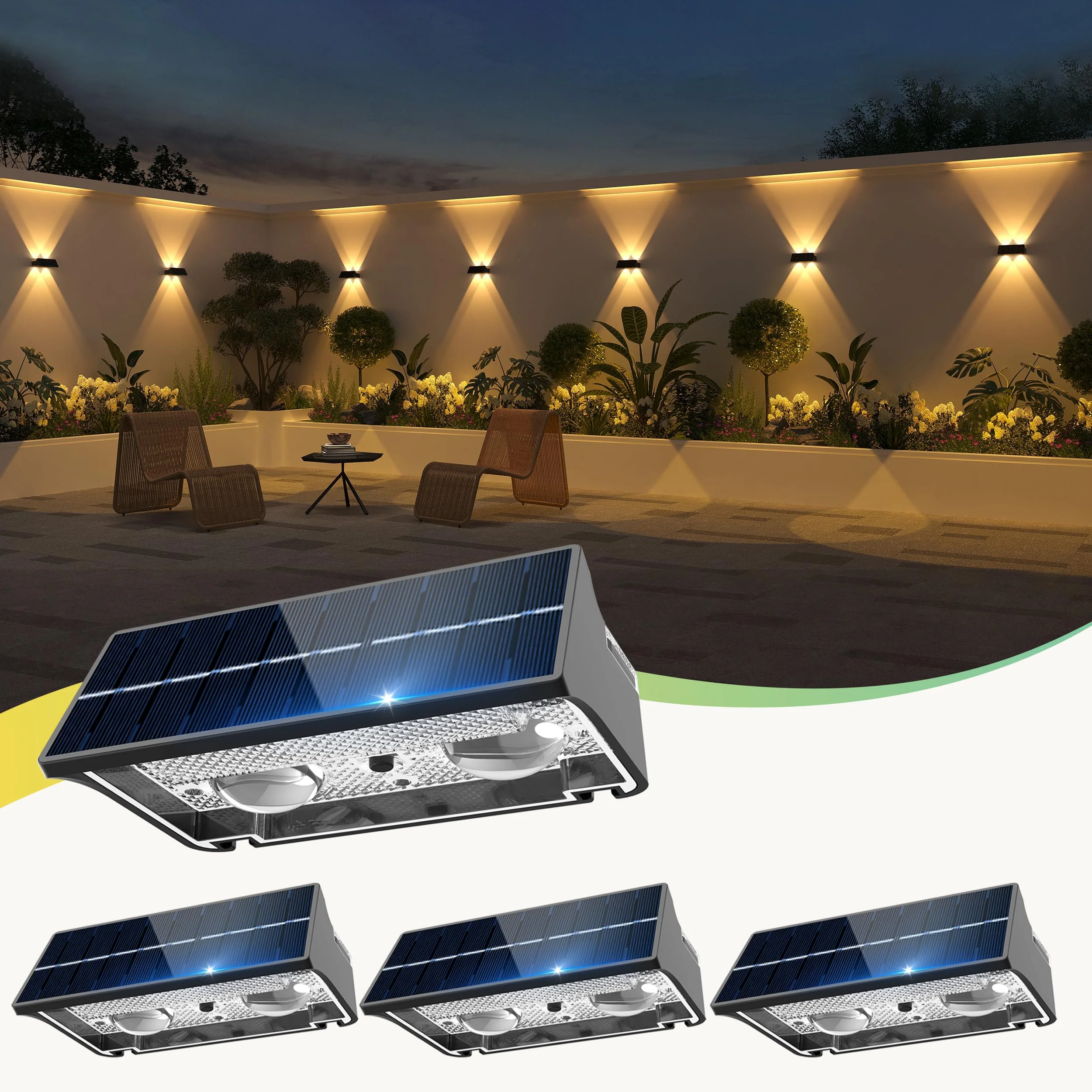 sununiny solar wandleuchten für außen,4st up and down leuchten aussen IP65 Wasserdichte 9 Farben 11 Modi RGB Heller Solarlampe für aussen Garten Balkon Terrasse Garage