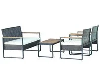 7tlg. Gartenmöbel-Set Bistrotisch mit 2 Stühlen und 1 Bank in Rattanoptik