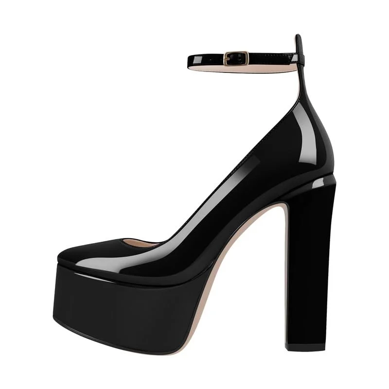 MissHeel Plateau Mary Janes mit knöchelschnallen high Heels Blockabsatz Chuny Heels