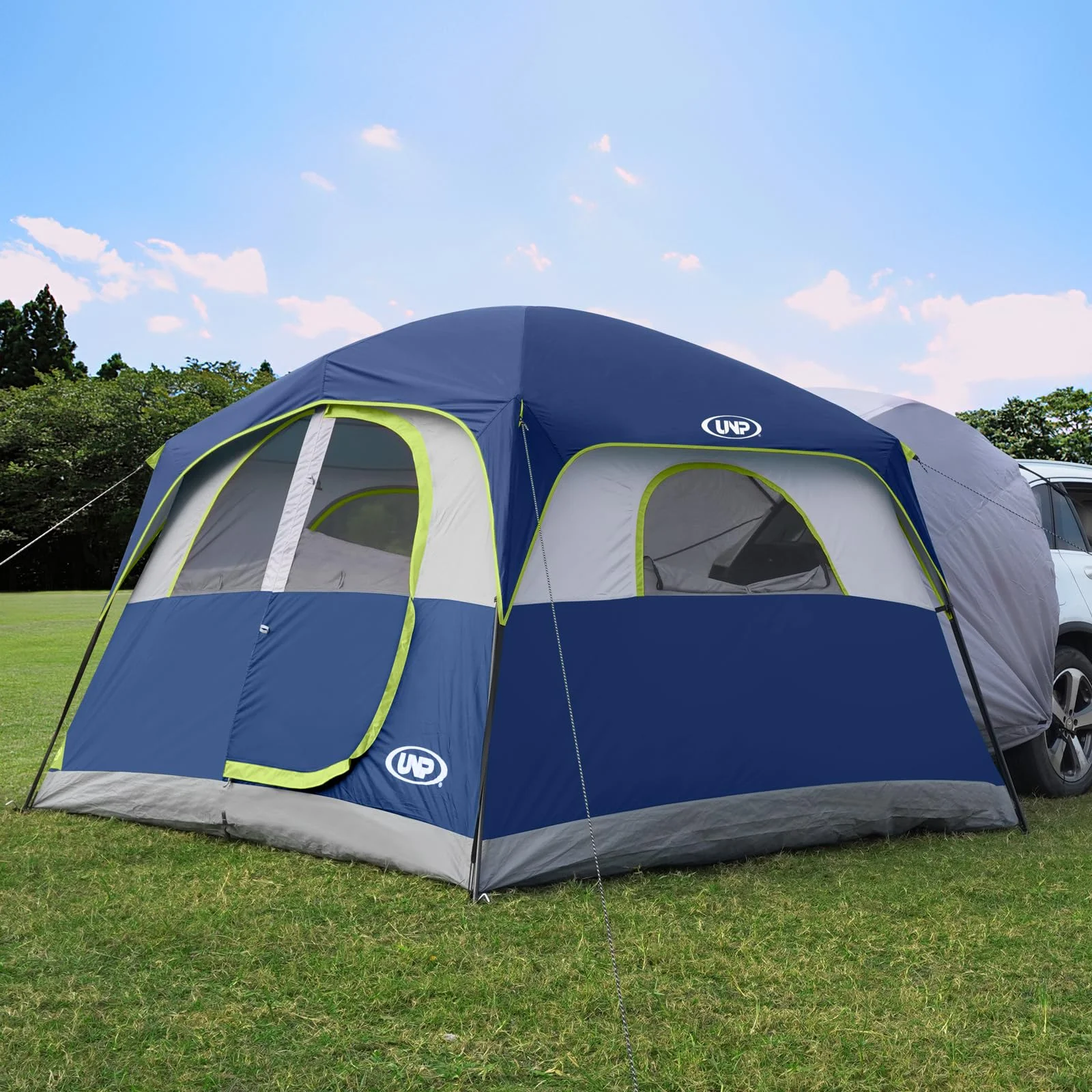 UNP Heckzelt Auto, SUV Zelt für Camping 6 Personen - 2 in 1 Autozelt Einfacher Aufbau mit Regenschutz, Familienzelt 3 m x 2,7 m x 2 m (H)