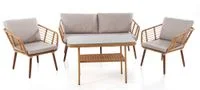 11tlg. Lounge-Set  ASTI aus Aluminium und Rope-Geflecht inkl. Polsterauflage - Beige