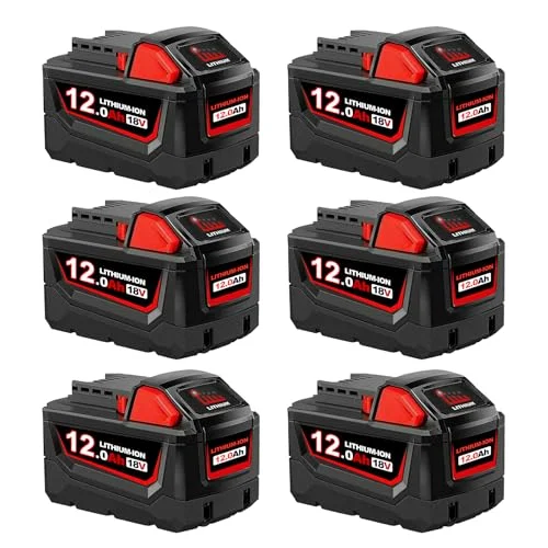 2×12000mAh 18V Ersatzakku für Milwaukee Akku 18V Kompatibel mit Milwaukee M-18 Akku 48-11-1840 48-11-1828 48-11-1820 48-11-1815 48-11-1850 mit LED-Ladeanzeige