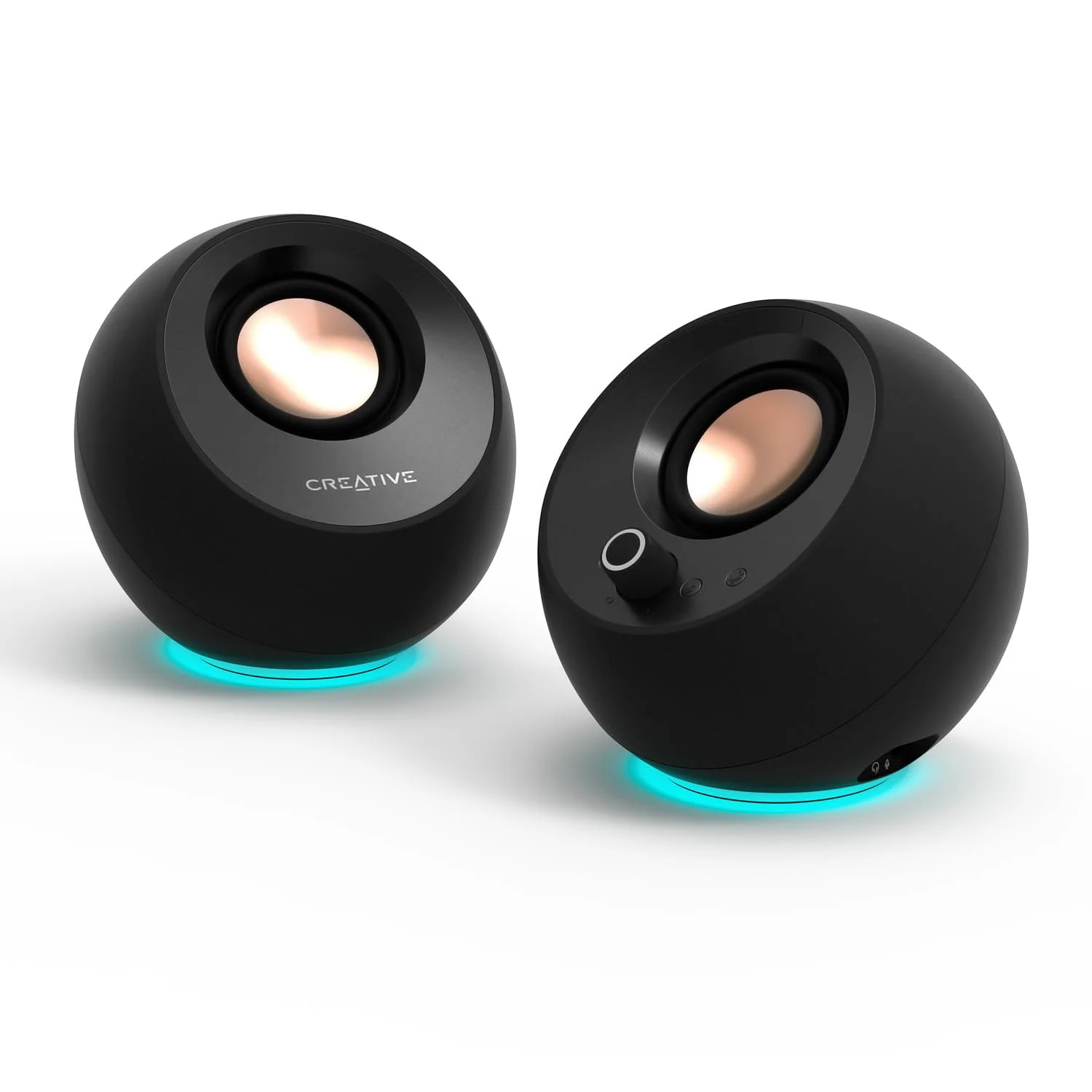 CREATIVE Pebble Pro (Schwarz) USB-C PC-Lautsprecher mit Bluetooth 5.3 und anpassbarer RGB-Beleuchtung, USB-Audio und Headset-/Mikrofonanschluss