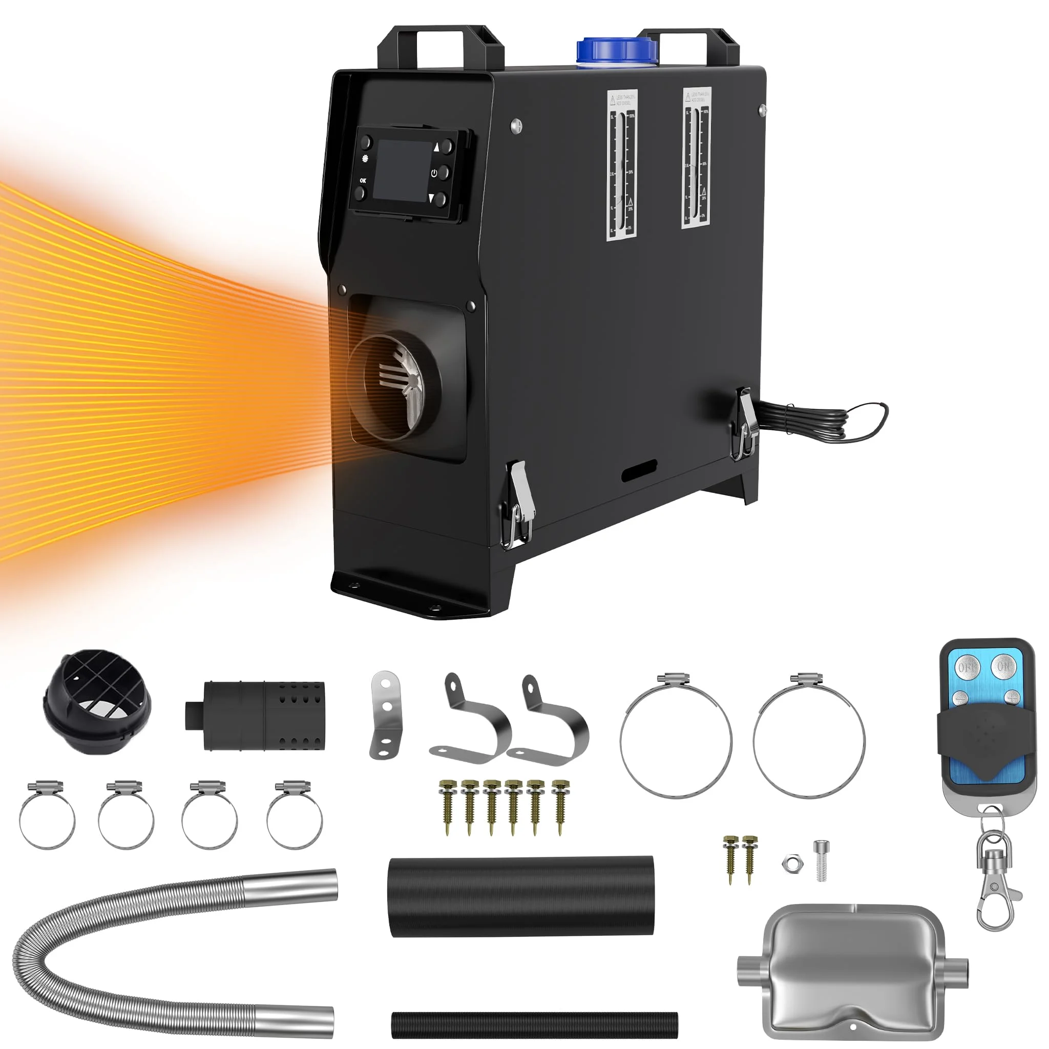 Aufun 8KW Standheizung Diesel, 12V Luft Dieselheizung Auto Heizung Lufterhitzer Dieselheizung mit Fernbedienung, LCD-Schalter für Auto RV Boote LKW Wohnmobil Bus (Rot)