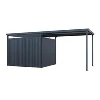 Metallgerätehaus 7㎡ Skylight mit 7㎡ Carport-Erweiterung 2 in 1, ca. 245 x 576 x 226 cm