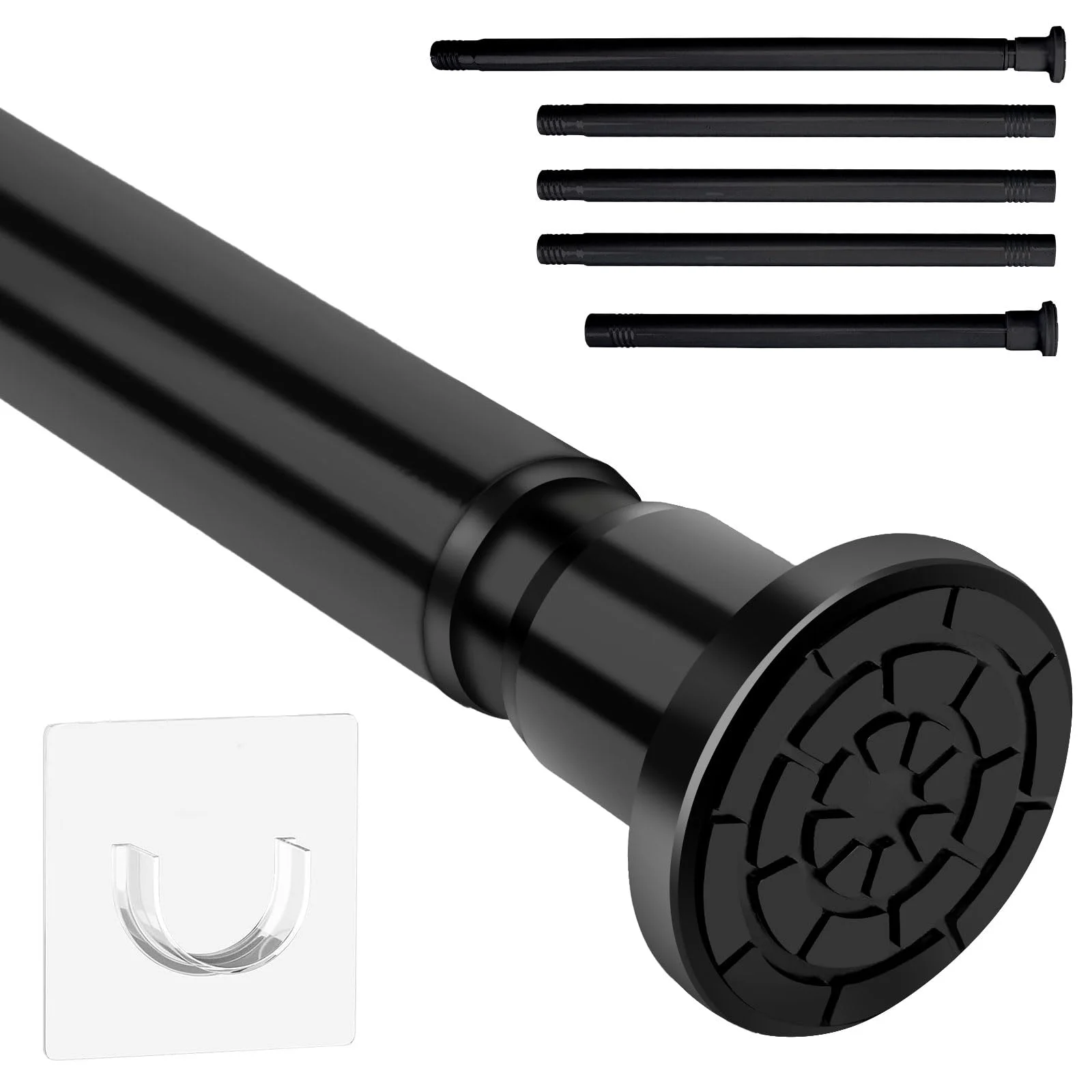 Schwarze Klemmvorhangstange ohne Bohren, 71-199 cm verstellbar für Vorhänge in Bad, Schlafzimmer, Schrank & Balkon (1 Stück)