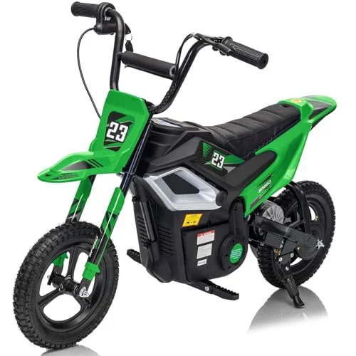 Hikiddo 24V Kinder Motorrad Elektrisch, 350W Kinder Motocross ab 6 Jahre, 60kg Tragkraft, Bluetooth