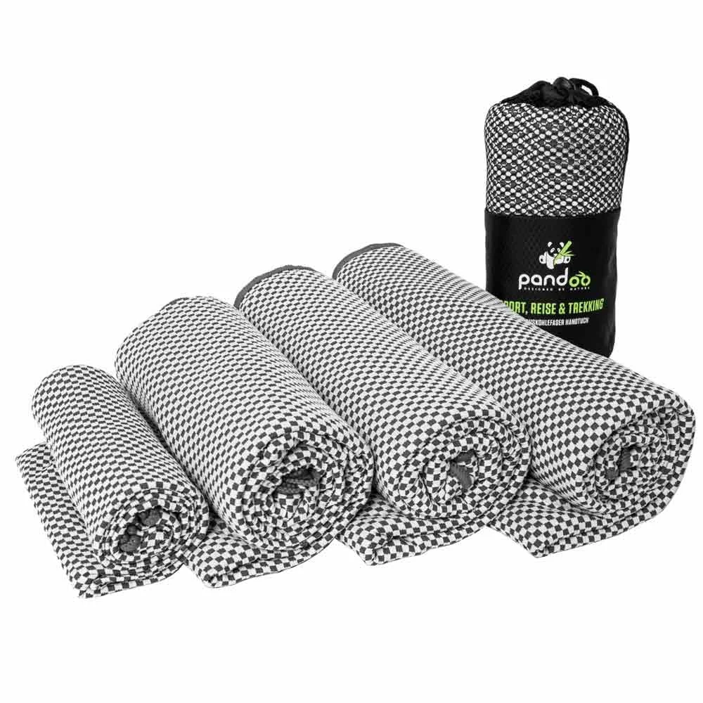 pandoo Bambus Reisehandtuch - Ultraleicht, extrem saugfähig & schnelltrocknend - Besser als herkömmliche Mikrofaser - Sport-, Reise-, Trekking- & Badetuch