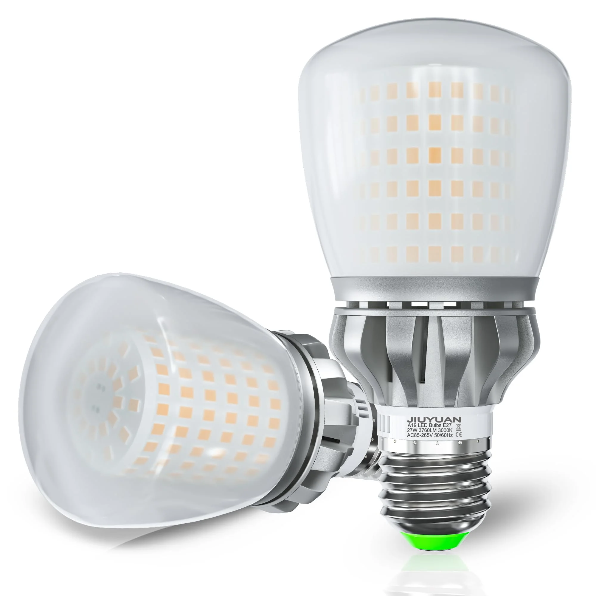 JIUYUAN E27 LED Lampe, 27W LED Glühbirne (ersetzt 250W Glühbirne) 3000K Warmweiß 3760LM, Nicht Dimmbar, 2 Stück