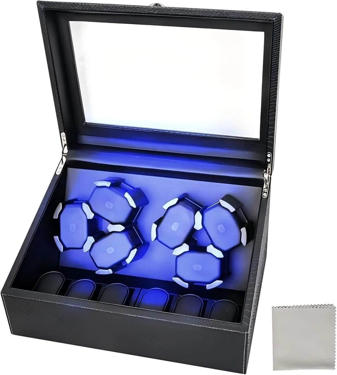 hightall Automatik-Uhrenbeweger für 6+6 Uhren – Watch Winder Box mit Ultra-Leisem Motor, Anti-Kratz Memory Foam & Stabilem Stand, Uhrenbeweger Für Rolex, Omega & Automatikuhren