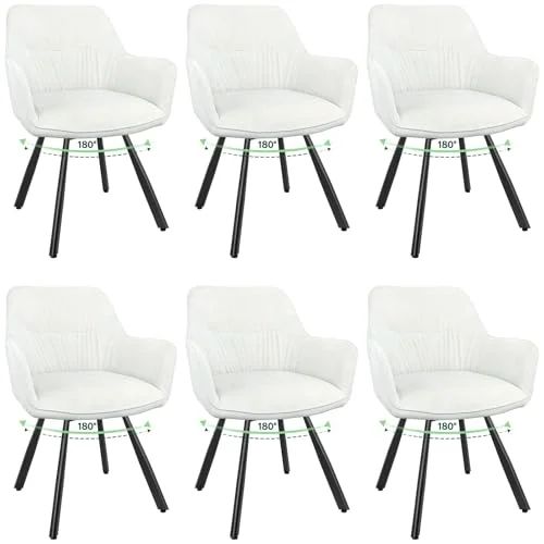 WAFTING Esszimmerstuhl 6er Set drehbar, Armlehnstuhl drehbar 360°,Moderner Polsterstuhl Stuhl Samt, Stühle für Esszimmer,Küchenstuhl für Wohnzimmer, Arbeitszimmer,Schlafzimmer,Schwarz