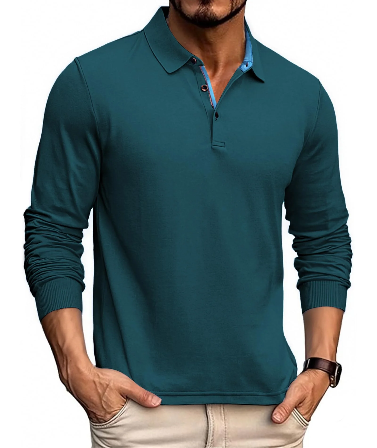 SwissWell Poloshirt Herren Langarm Schnelltrocknend Funktions Longsleeve T-Shirts für Männer Atmungsaktiv Casual Golf Polohemd