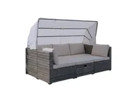 Lounge Set "Nola" mit Sonnendach inkl. Kissen und Beistelltisch, ca. 209 x 72 x 7 2cm - Hellgrau