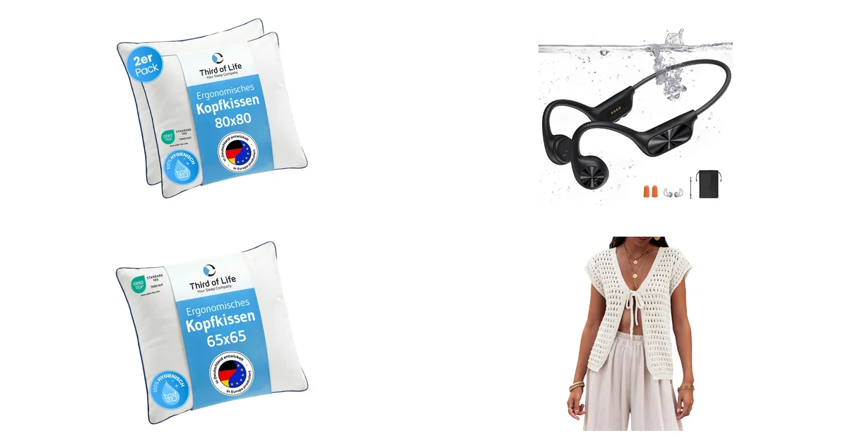 Top Produkte Kopfkissen 80x80 inSPIRO 2er Set und Kopfhörer Knochenschall Bluetooth 5.4