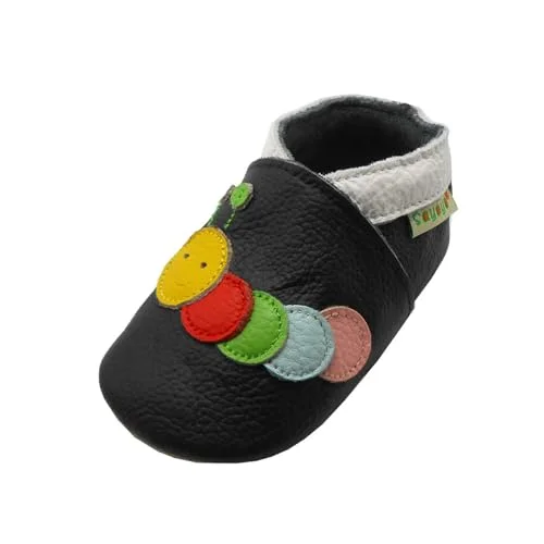 SAYOYO Weiche Leder Krabbelschuhe Baby Lauflernschuhe Jungen Rutschfeste Babyhausschuhe Mädchen Kleinkind Lederschuhe