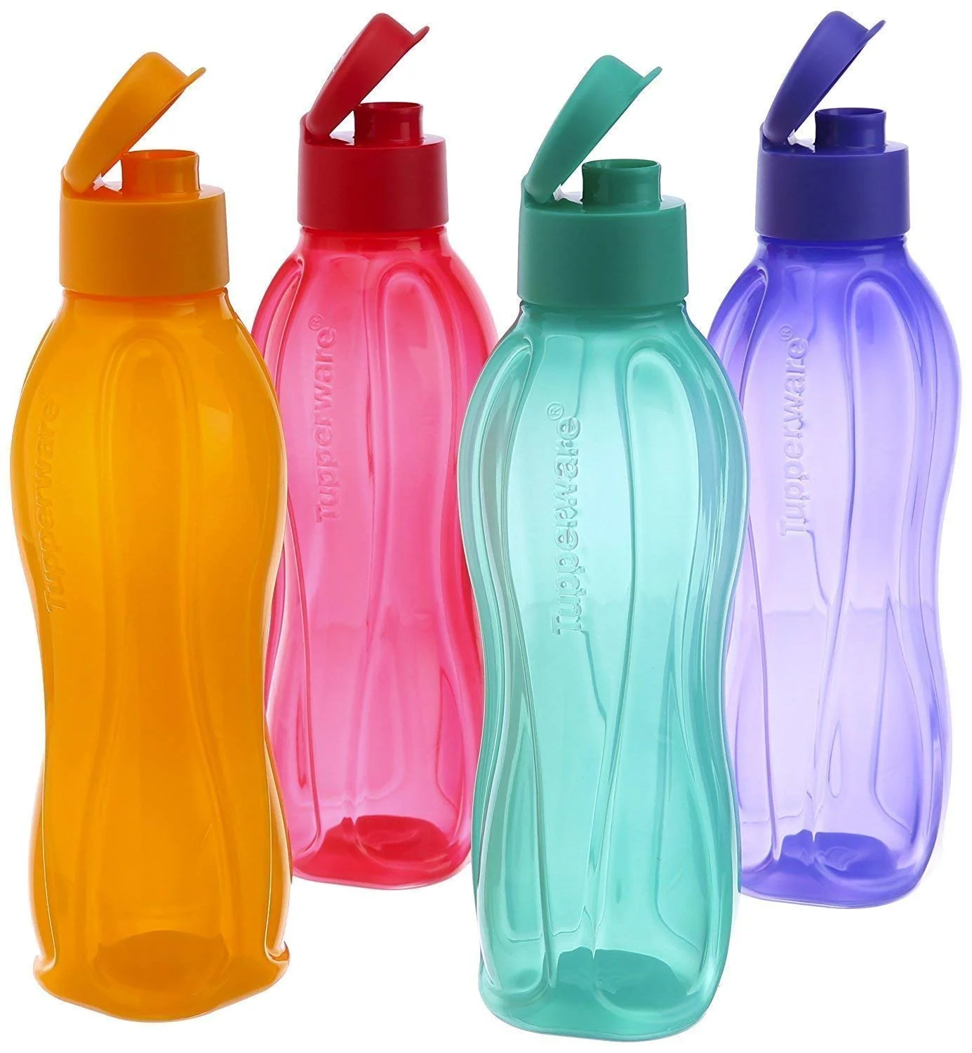 Tupperware Wasserflasche – 1 Liter coole Wasserflasche, Fliptop, 4er-Set
