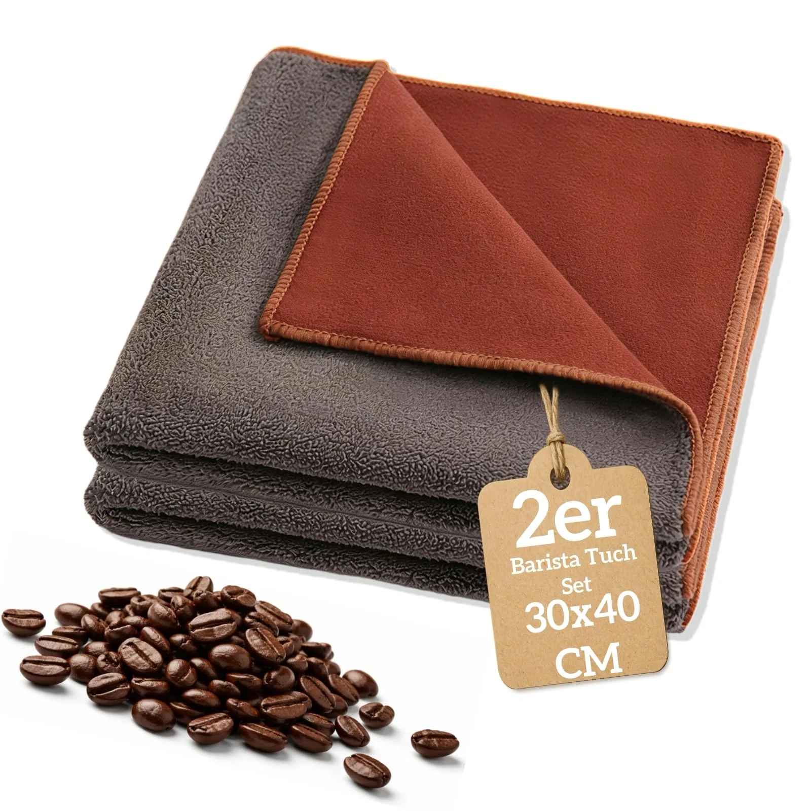 zeostmont 2er Barista Tücher Set 30x40cm 500GSM, Mikrofasertücher für Siebträger, Dampflanze & Kaffeemaschine, Doppelseitige Microfasertücher, fusselfreie Reinigungstücher, Barista Zubehör