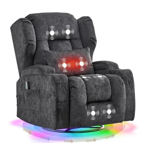 TCGBKAF Elektrischer Fernsehsessel Relaxsessel mit Liegefunktion,240°Drehsessel Kinosessel Massagesessel mit Wärmefunktion,TV Sessel Liegesessel fürs Wohnzimmer bis 150kg